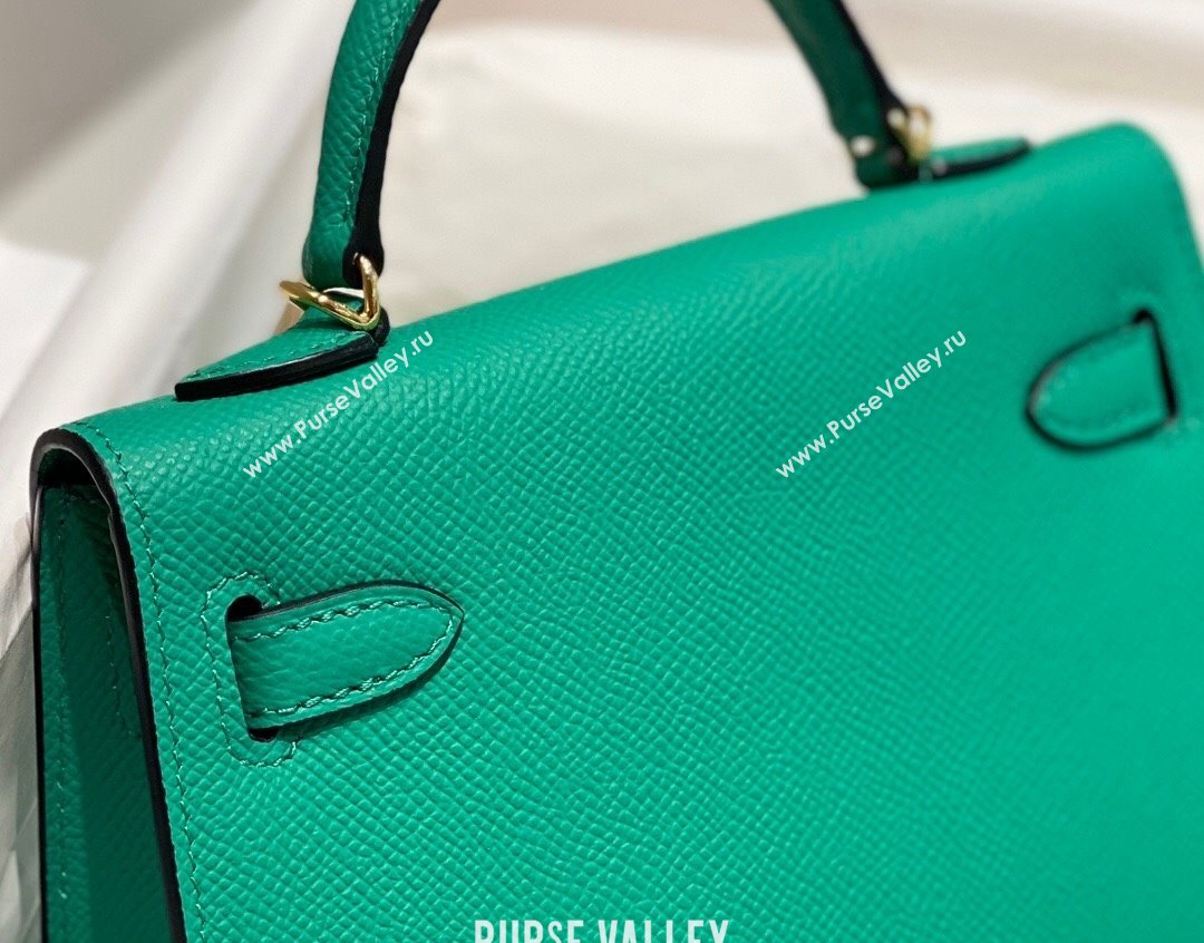 Hermes Mini Kelly II Bag 19cm in Epsom Leather Emperor Green 2023 1021 (FL-231021016)