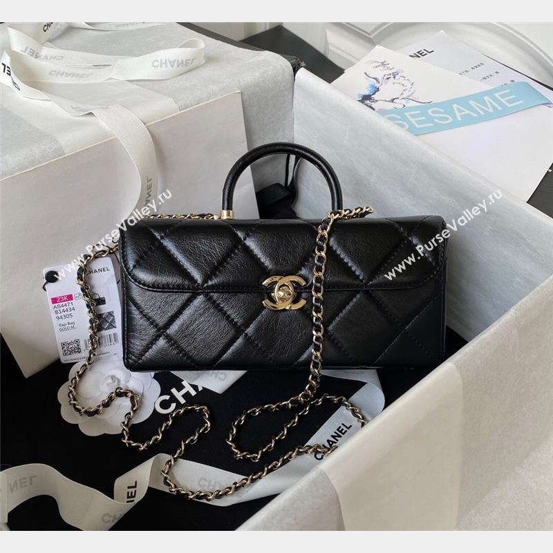 Chanel Quilted Shiny Calfskin Box Bag AS4471 Black 2023 (yezi-231020027)