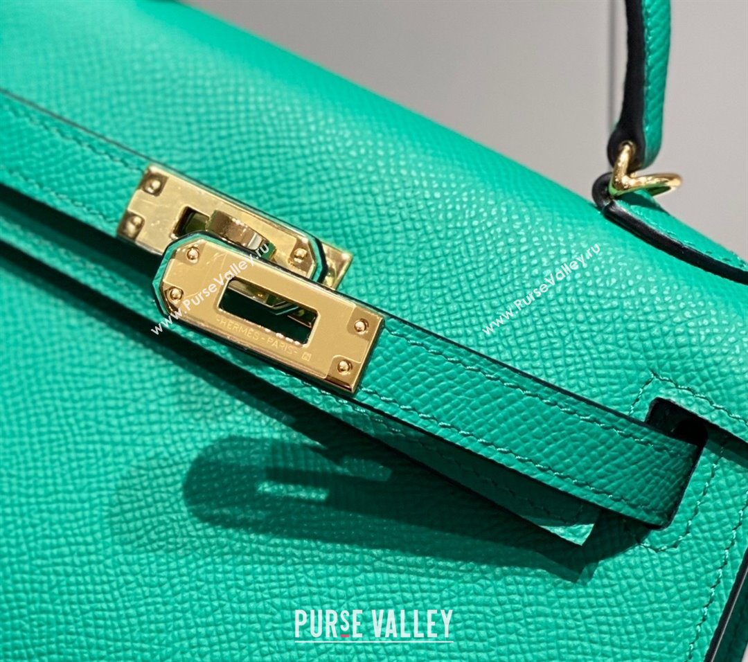 Hermes Mini Kelly II Bag 19cm in Epsom Leather Emperor Green 2023 1021 (FL-231021016)