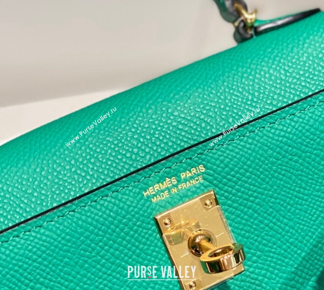 Hermes Mini Kelly II Bag 19cm in Epsom Leather Emperor Green 2023 1021 (FL-231021016)