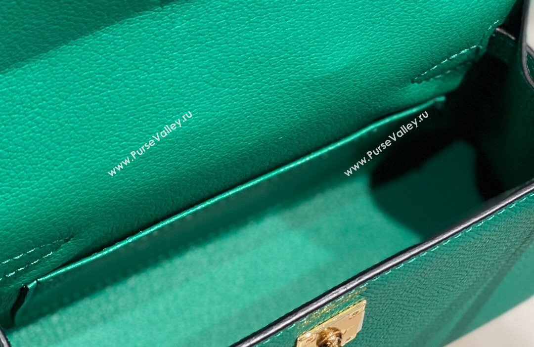 Hermes Mini Kelly II Bag 19cm in Epsom Leather Emperor Green 2023 1021 (FL-231021016)