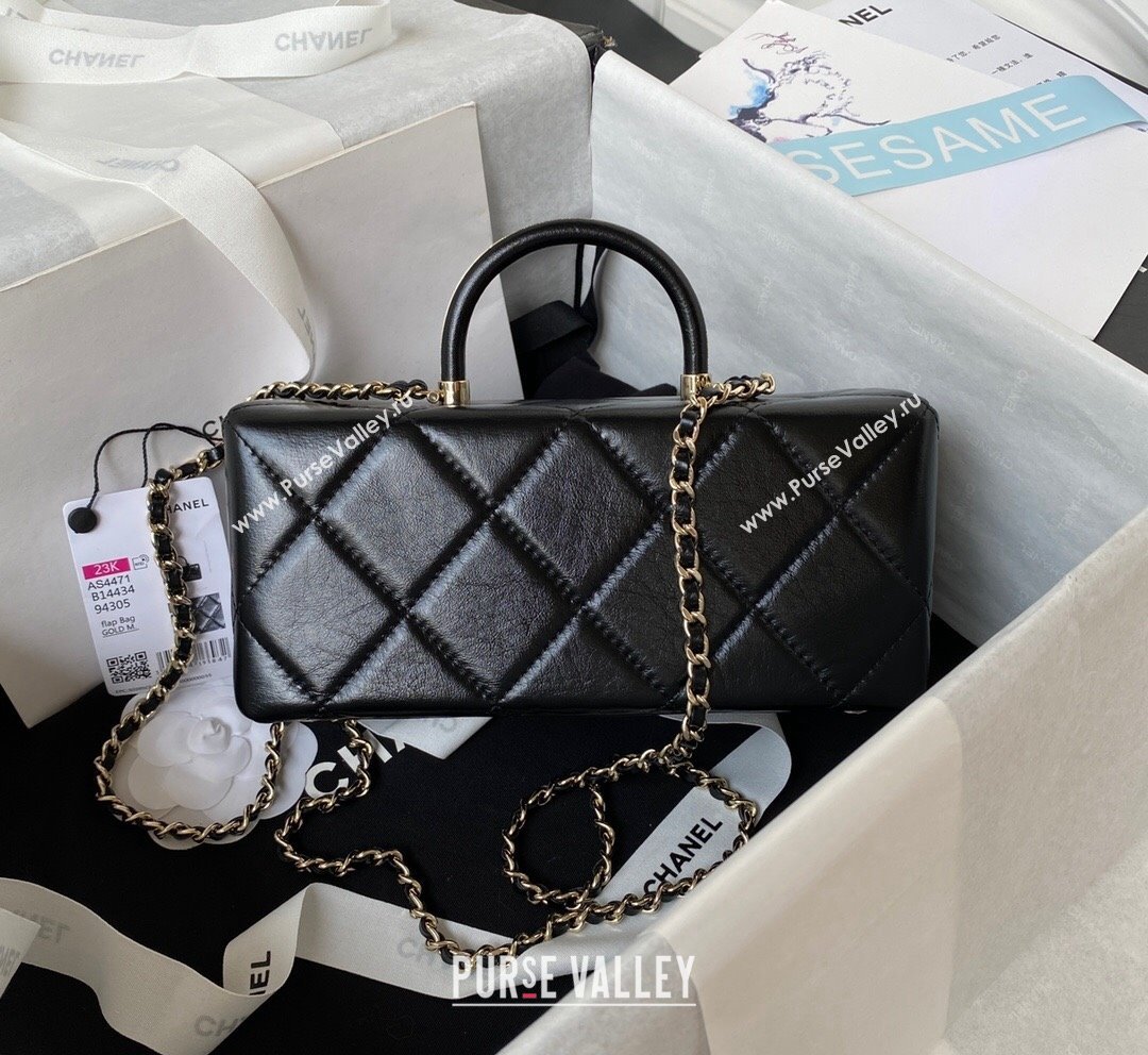 Chanel Quilted Shiny Calfskin Box Bag AS4471 Black 2023 (yezi-231020027)