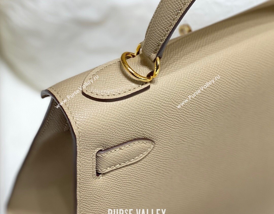 Hermes Epsom Kelly Bag 25cm 28cm in Calfskin Leather Dove Grey Gold 2023 (FL-231021027)