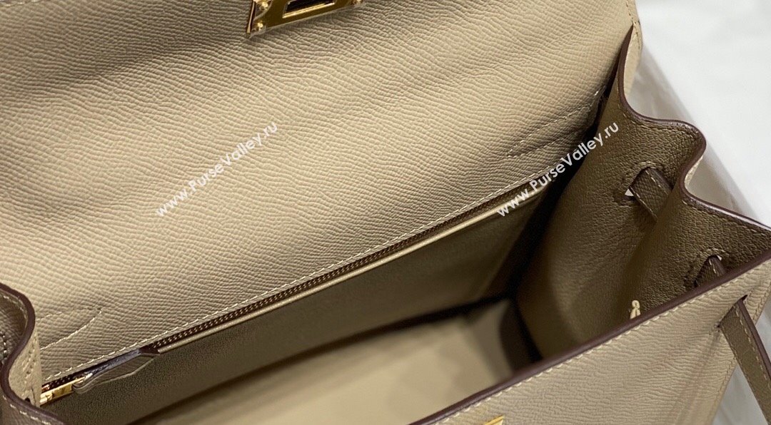 Hermes Epsom Kelly Bag 25cm 28cm in Calfskin Leather Dove Grey Gold 2023 (FL-231021027)