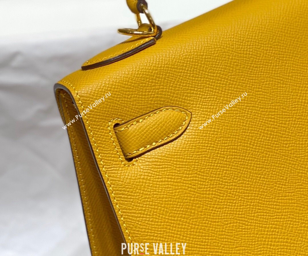 Hermes Epsom Kelly Bag 25cm 28cm in Calfskin Leather Amber Yellow 2023 (FL-231021028)