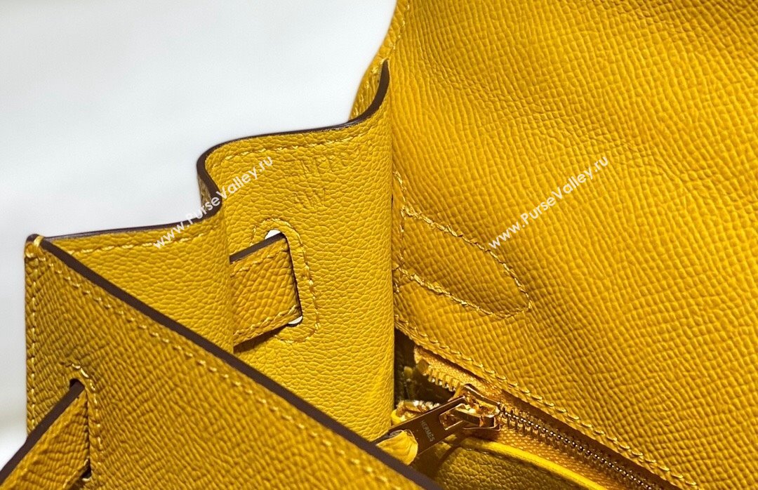 Hermes Epsom Kelly Bag 25cm 28cm in Calfskin Leather Amber Yellow 2023 (FL-231021028)