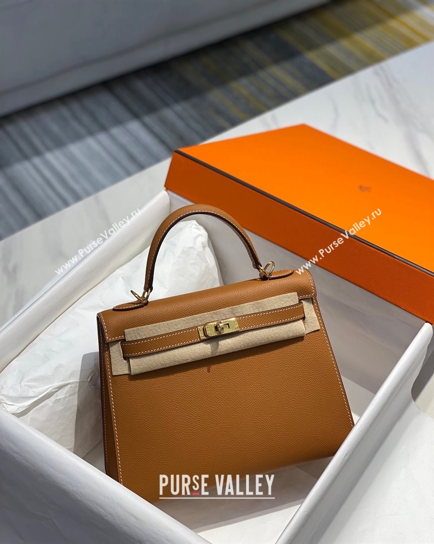 Hermes Epsom Kelly Bag 25cm 28cm in Calfskin Leather Golden Brown 2023 (FL-231021030)