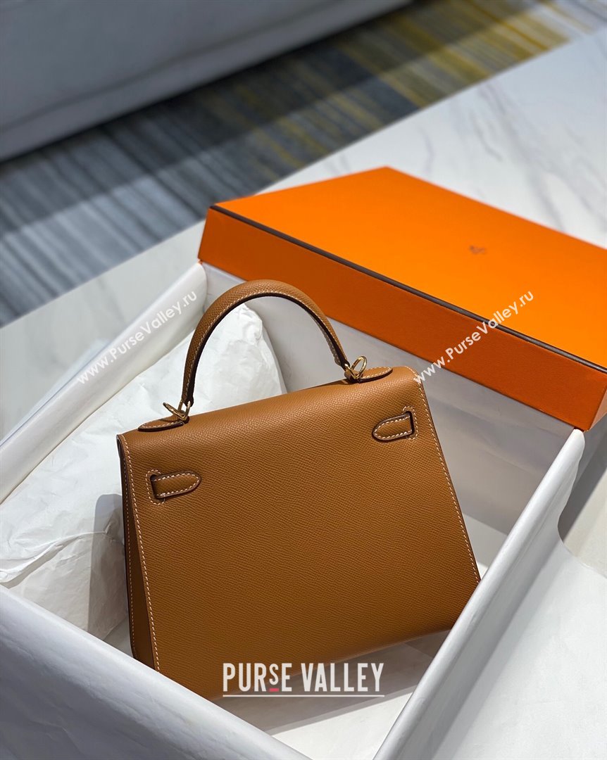 Hermes Epsom Kelly Bag 25cm 28cm in Calfskin Leather Golden Brown 2023 (FL-231021030)