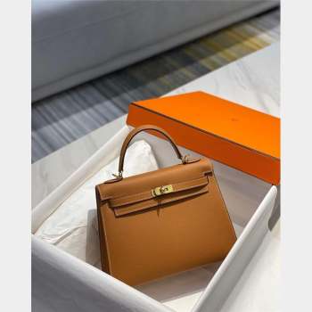 Hermes Epsom Kelly Bag 25cm 28cm in Calfskin Leather Golden Brown 2023 (FL-231021030)