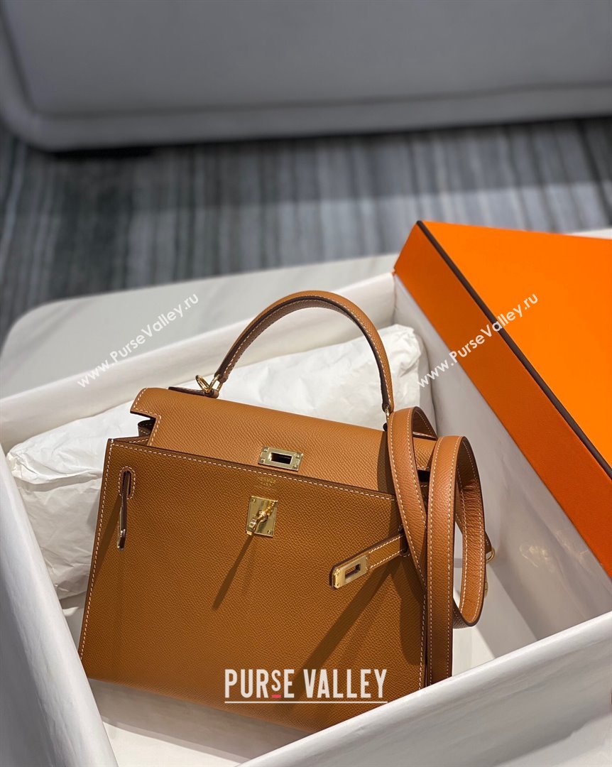 Hermes Epsom Kelly Bag 25cm 28cm in Calfskin Leather Golden Brown 2023 (FL-231021030)