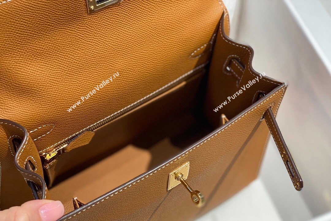 Hermes Epsom Kelly Bag 25cm 28cm in Calfskin Leather Golden Brown 2023 (FL-231021030)