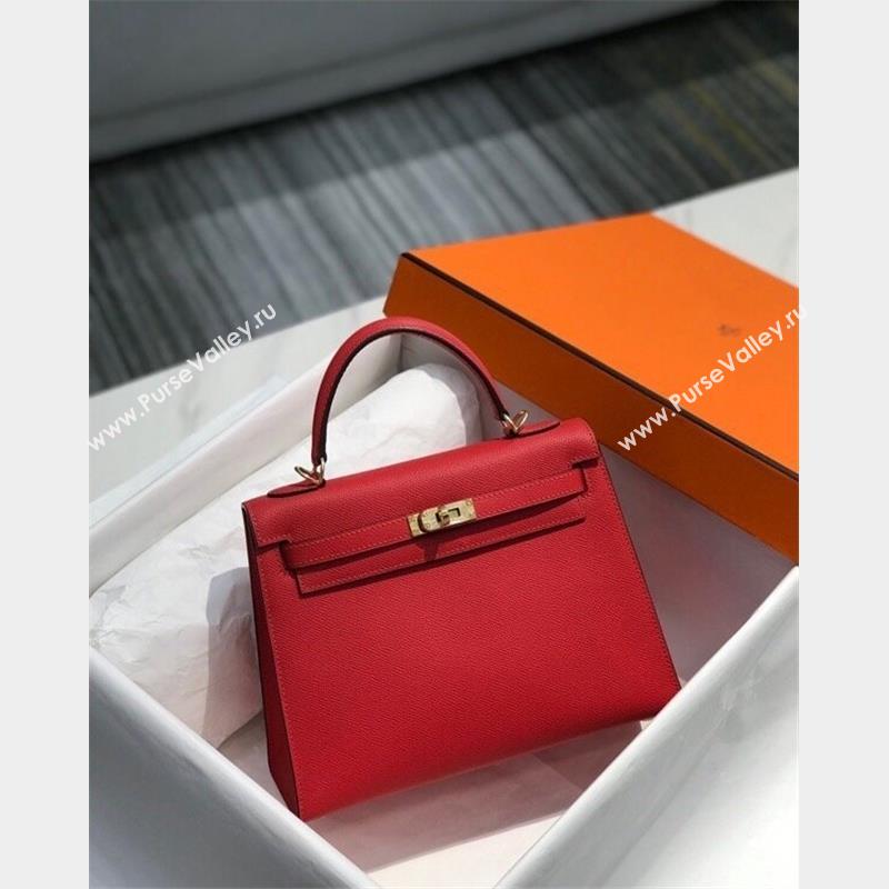 Hermes Epsom Kelly Bag 25cm 28cm in Calfskin Leather Chinese Red 2023 (FL-231021031)