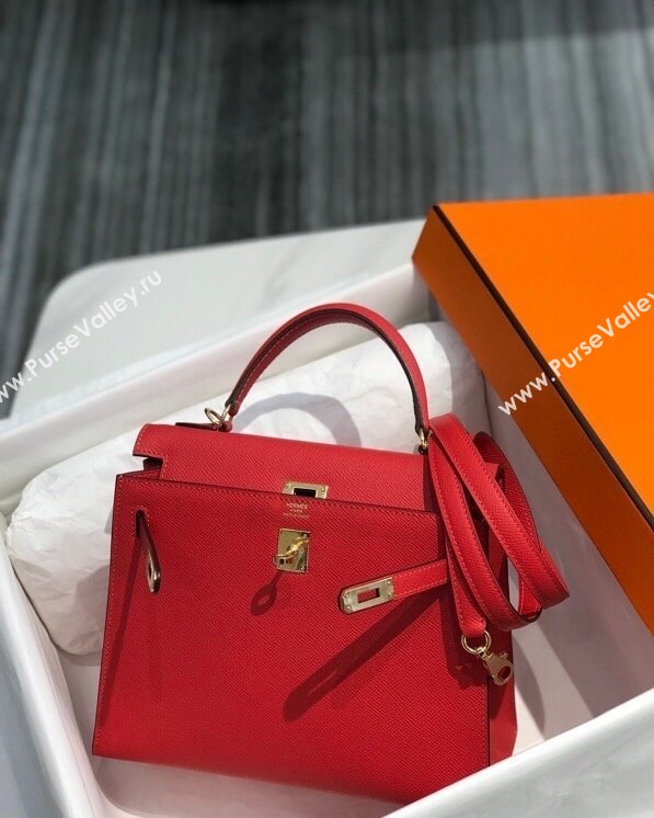 Hermes Epsom Kelly Bag 25cm 28cm in Calfskin Leather Chinese Red 2023 (FL-231021031)