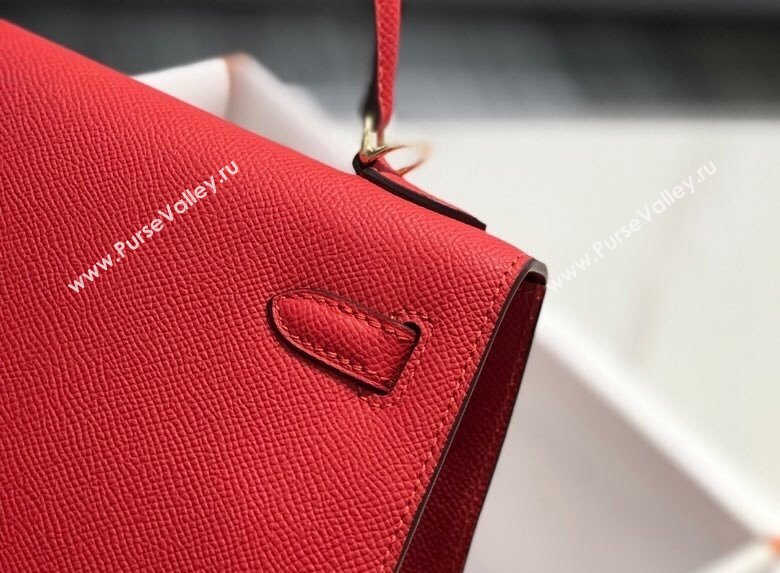 Hermes Epsom Kelly Bag 25cm 28cm in Calfskin Leather Chinese Red 2023 (FL-231021031)
