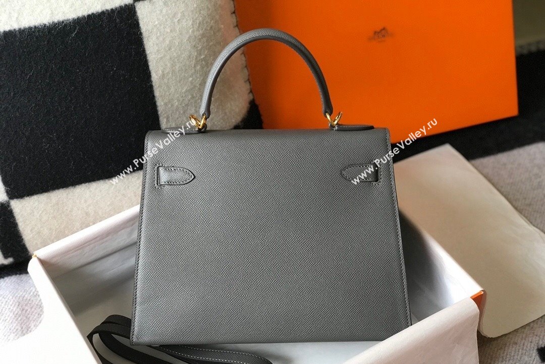 Hermes Epsom Kelly Bag 25cm 28cm in Calfskin Leather Tin Grey 2023 (FL-231021033)