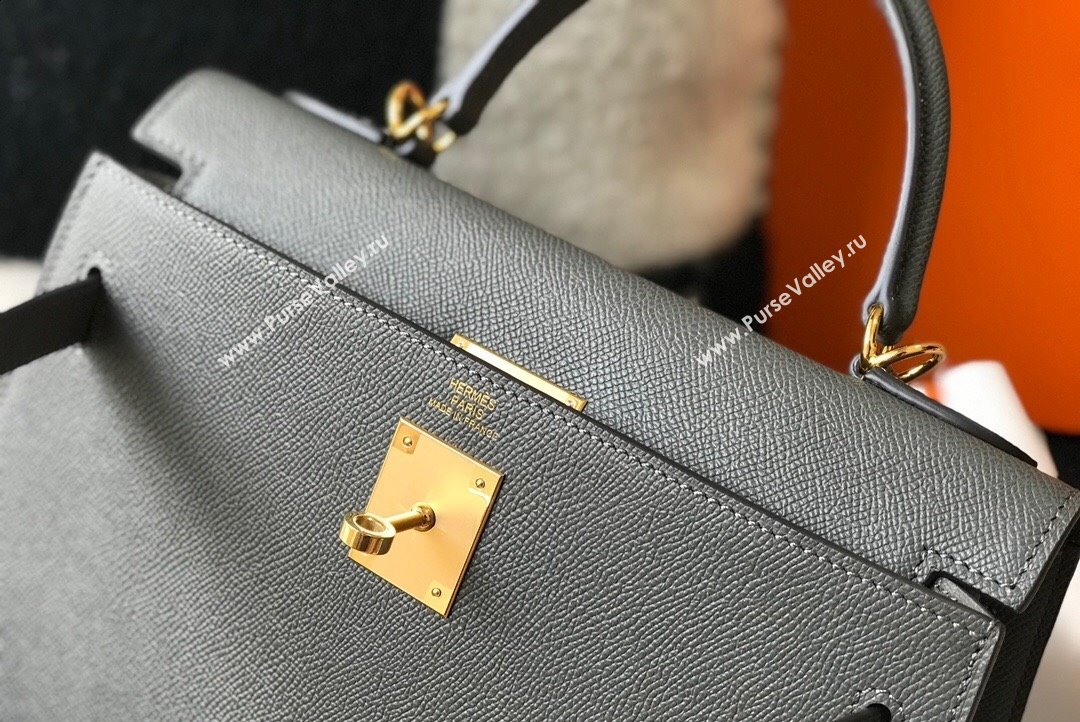 Hermes Epsom Kelly Bag 25cm 28cm in Calfskin Leather Tin Grey 2023 (FL-231021033)