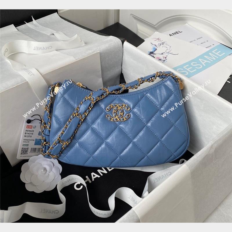 Chanel Aged Calfskin Hobo Bag AS4422 Blue 2023 (yezi-231020037)