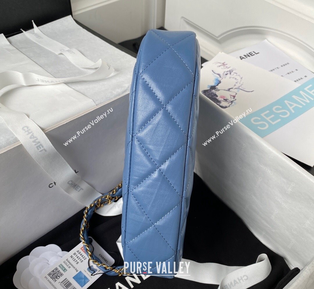 Chanel Aged Calfskin Hobo Bag AS4422 Blue 2023 (yezi-231020037)