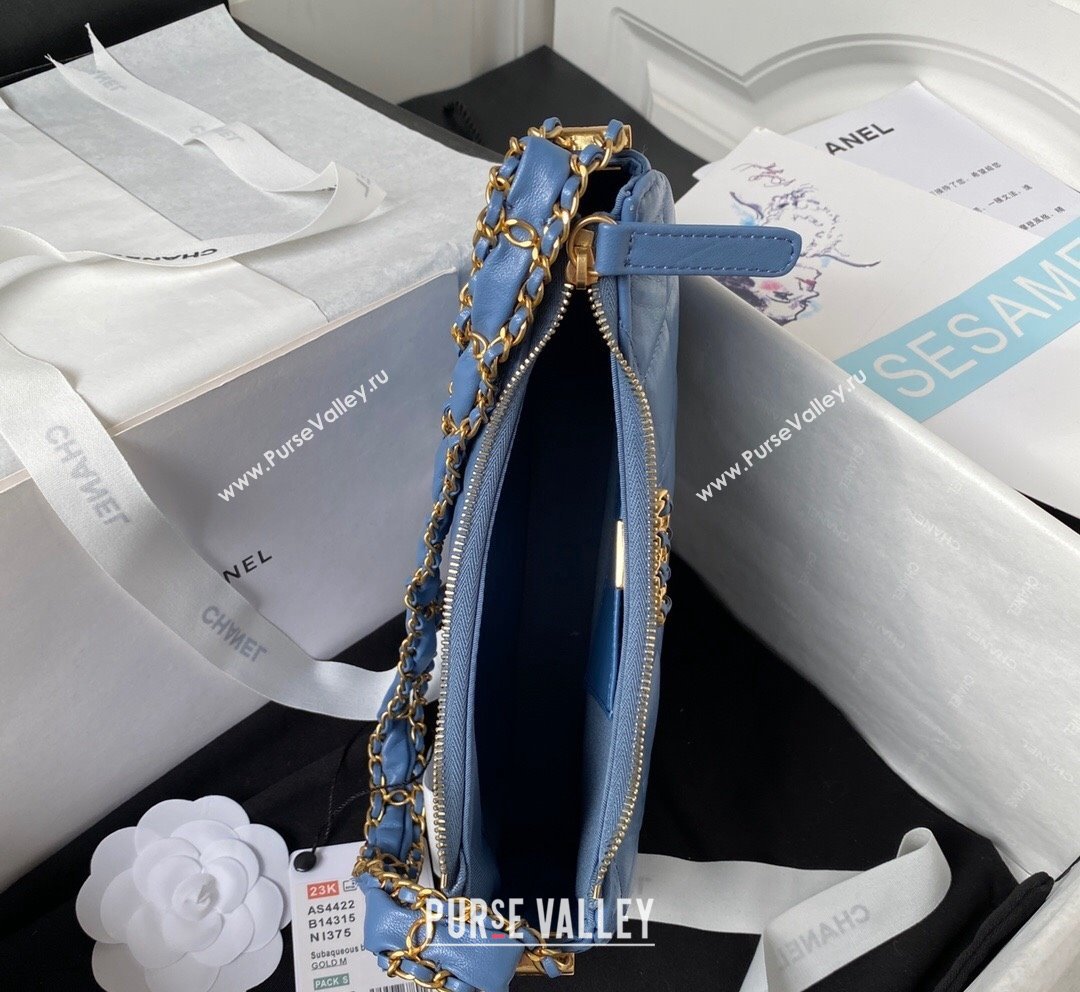 Chanel Aged Calfskin Hobo Bag AS4422 Blue 2023 (yezi-231020037)