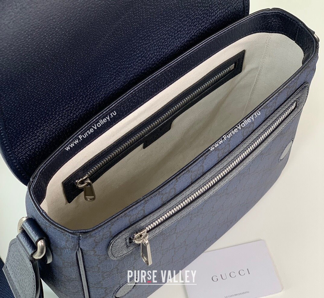 Gucci Mens Ophidia GG Canvas Medium Messenger Bag 761741 Blue 2023 (DLH-231021044)