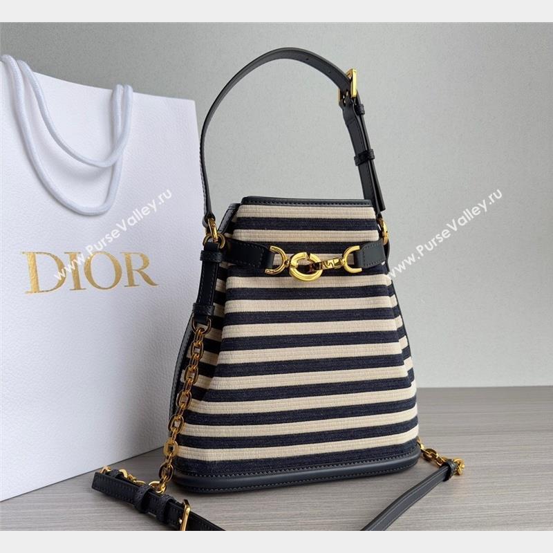 Dior Medium CEST Bucket Bag in CD-Embossed Striped Fabric 2023 (XXG-231021049)