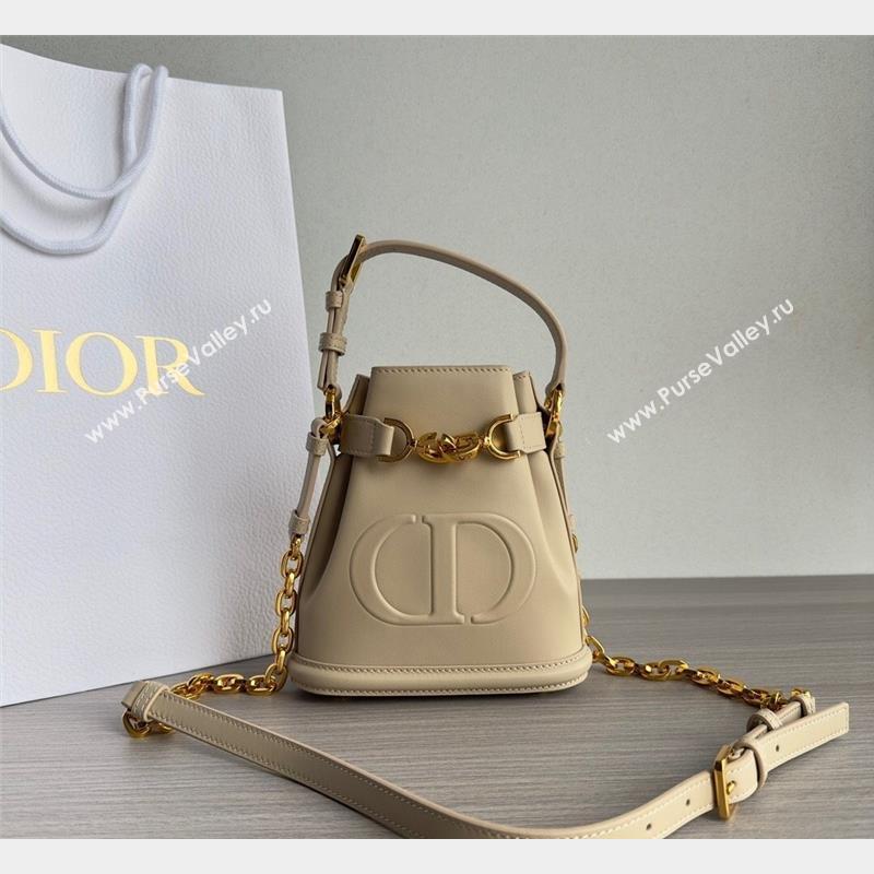 Dior Small CEST Bucket Bag in White CD-Embossed Calfskin Beige 2023 (BF-231021050)