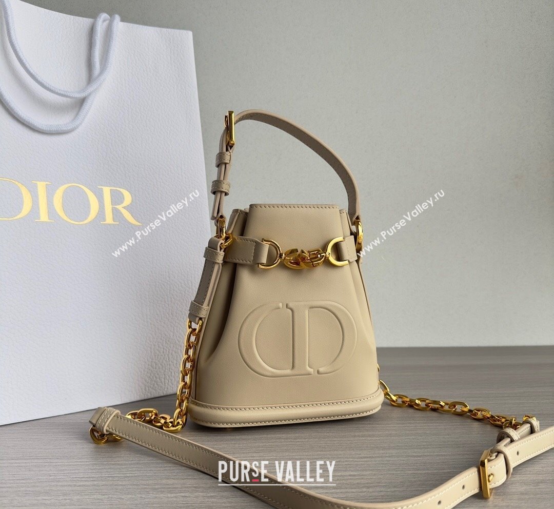 Dior Small CEST Bucket Bag in White CD-Embossed Calfskin Beige 2023 (BF-231021050)