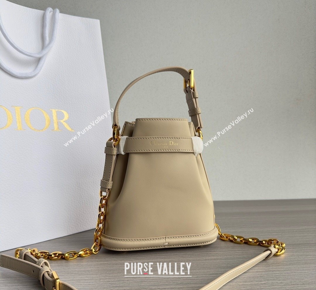 Dior Small CEST Bucket Bag in White CD-Embossed Calfskin Beige 2023 (BF-231021050)