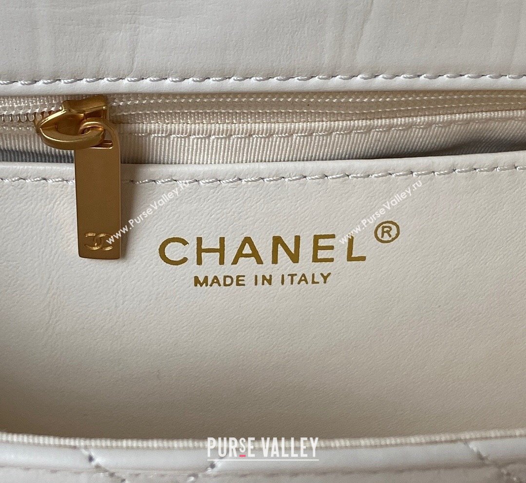 Chanel 19 Aged Calfskin Flap Bag AS4423 White 2023 (yezi-231007010)