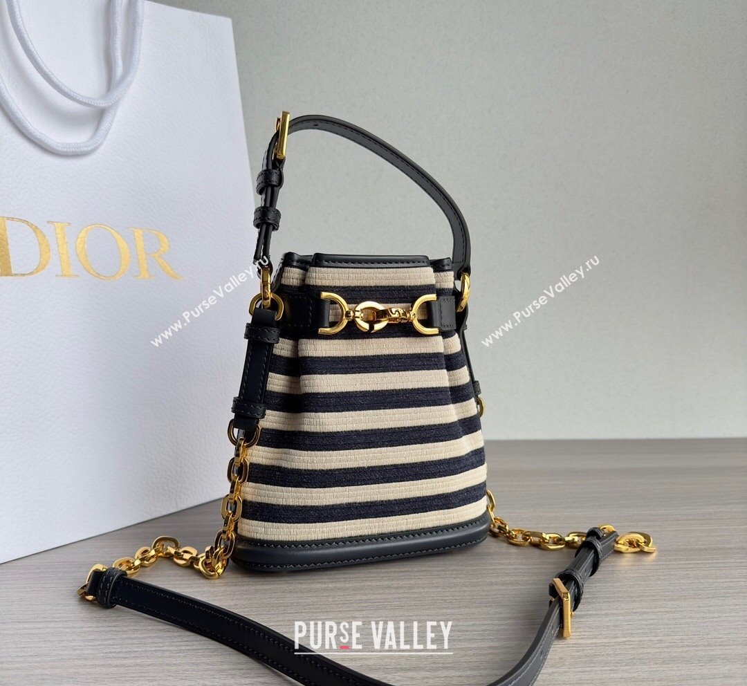 Dior Small CEST Bucket Bag in CD-Embossed Striped Fabric 2023 (BF-231021051)