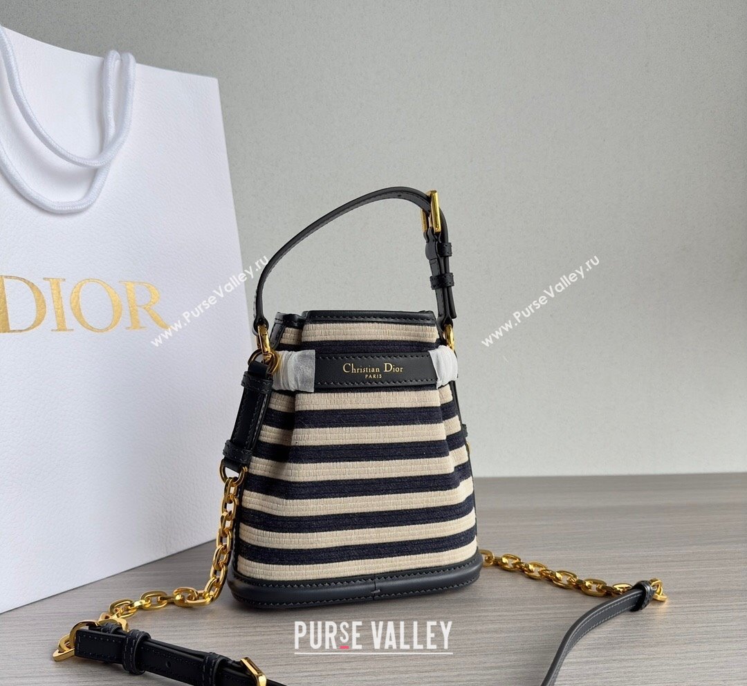 Dior Small CEST Bucket Bag in CD-Embossed Striped Fabric 2023 (BF-231021051)