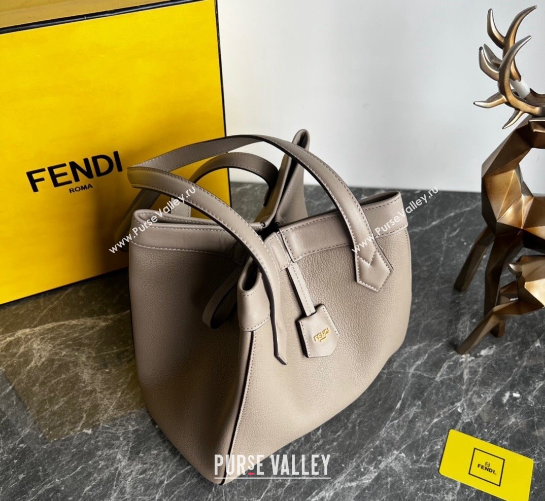 Fendi Origami Medium Bag in Grey Leather that can be transformed 2023 (AF-231021073)