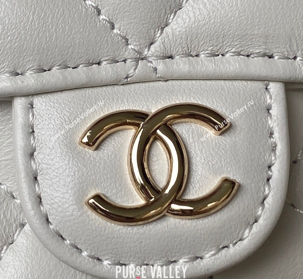 Chanel Lambskin Flap Phone Holder with Chain Top handle AP3226 White 2023 (yezi-231020039)