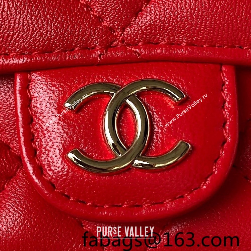 Chanel Lambskin Flap Phone Holder with Chain Top handle AP3226 Red 2023 (yezi-231020040)