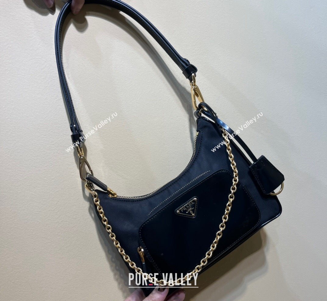 Prada Re-Nylon and brushed leather mini-bag Black 2023 1BC198 (YZ-231023007)