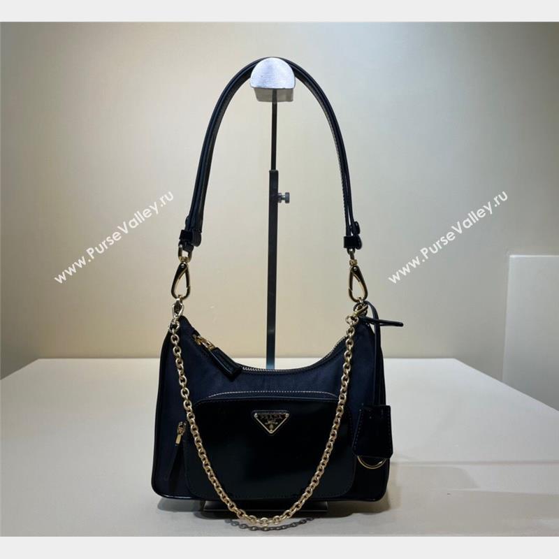 Prada Re-Nylon and brushed leather mini-bag Black 2023 1BC198 (YZ-231023007)