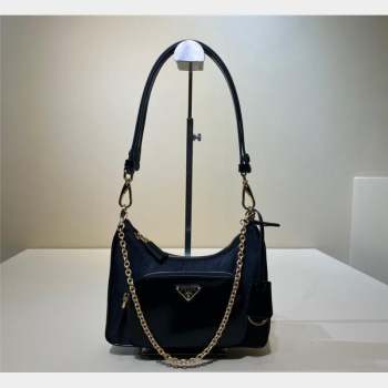 Prada Re-Nylon and brushed leather mini-bag Black 2023 1BC198 (YZ-231023007)