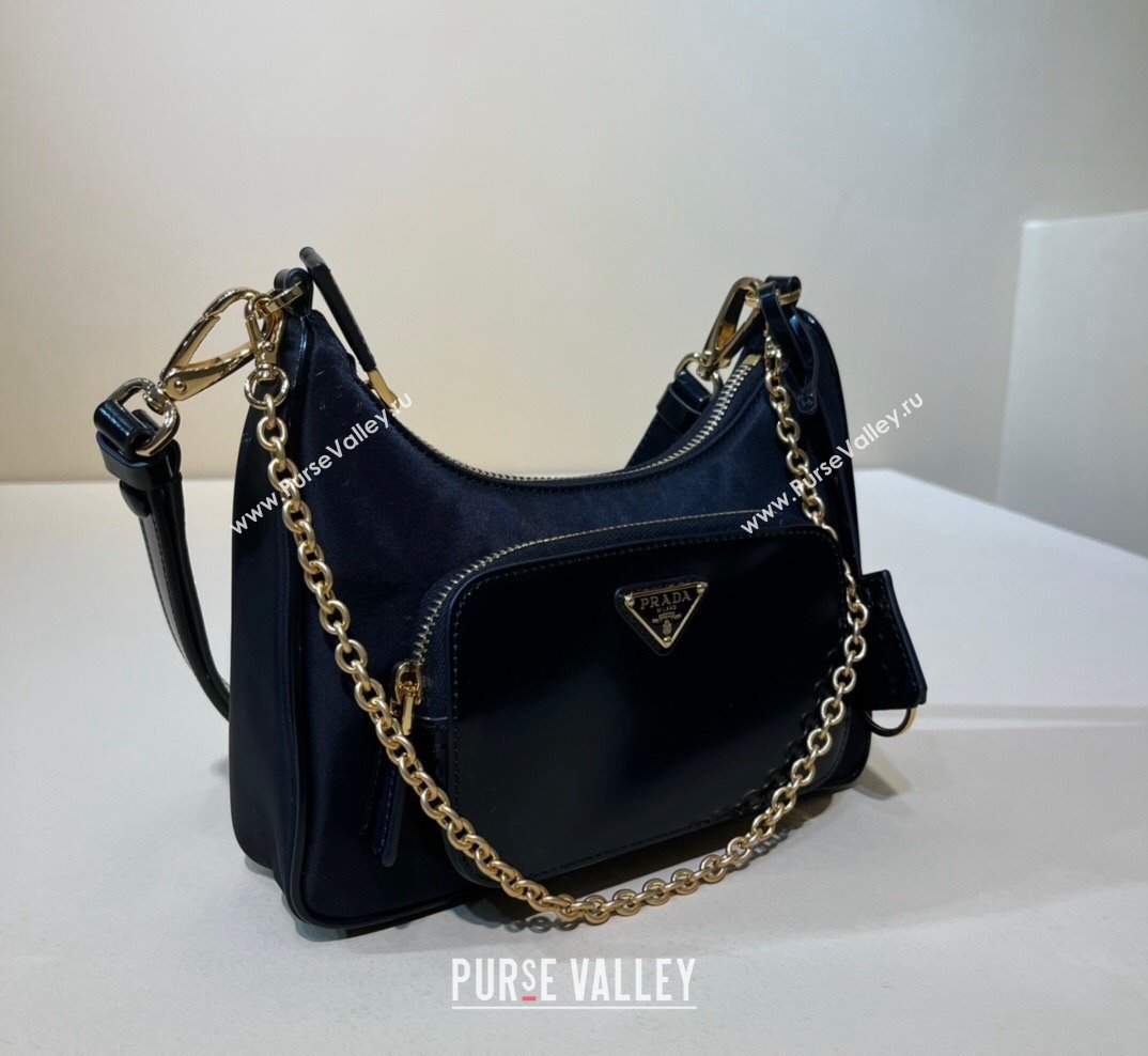 Prada Re-Nylon and brushed leather mini-bag Black 2023 1BC198 (YZ-231023007)