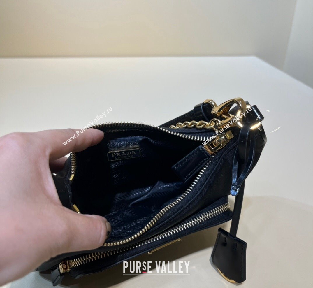 Prada Re-Nylon and brushed leather mini-bag Black 2023 1BC198 (YZ-231023007)