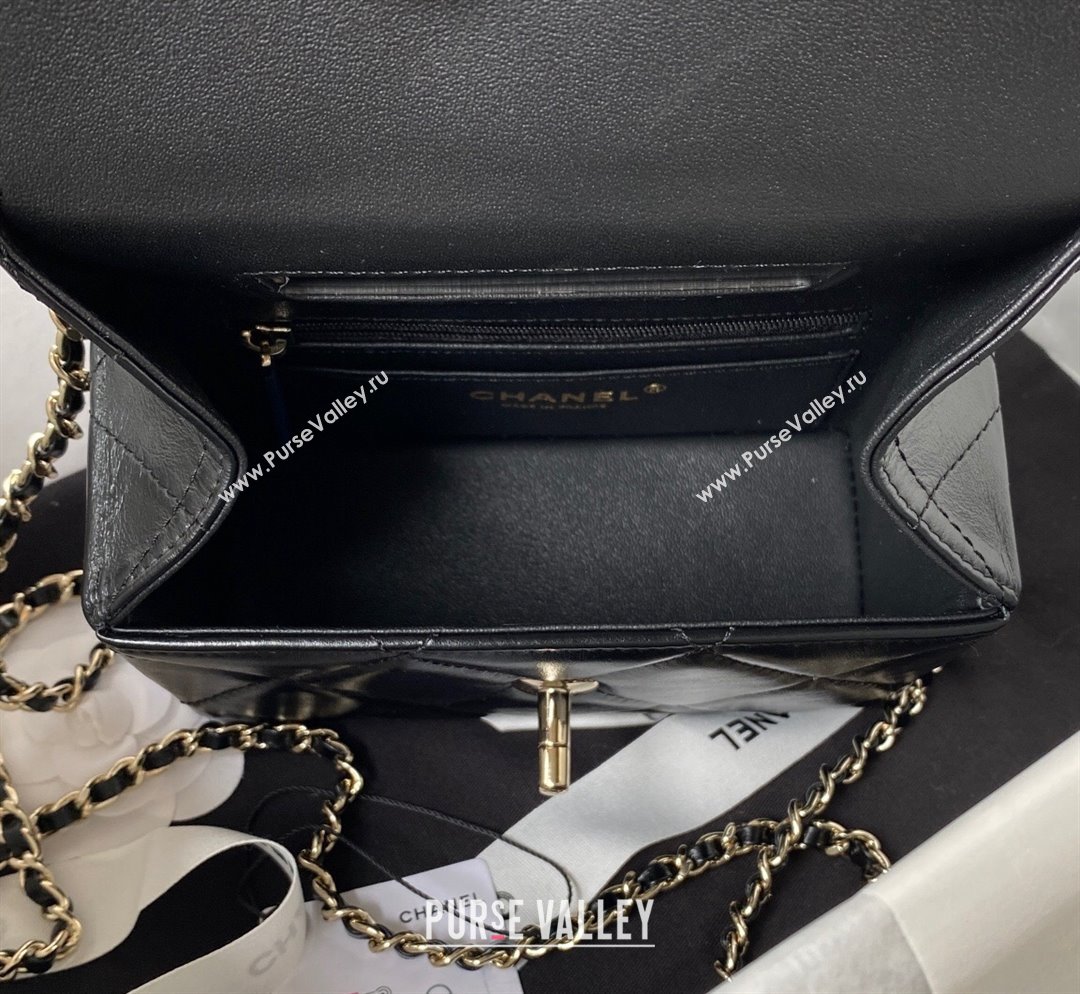 Chanel Quilted Shiny Calfskin Mini Box Bag AS4469 Black 2023 (yezi-231020028)