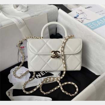 Chanel Quilted Shiny Calfskin Mini Box Bag AS4469 White 2023 (yezi-231020029)