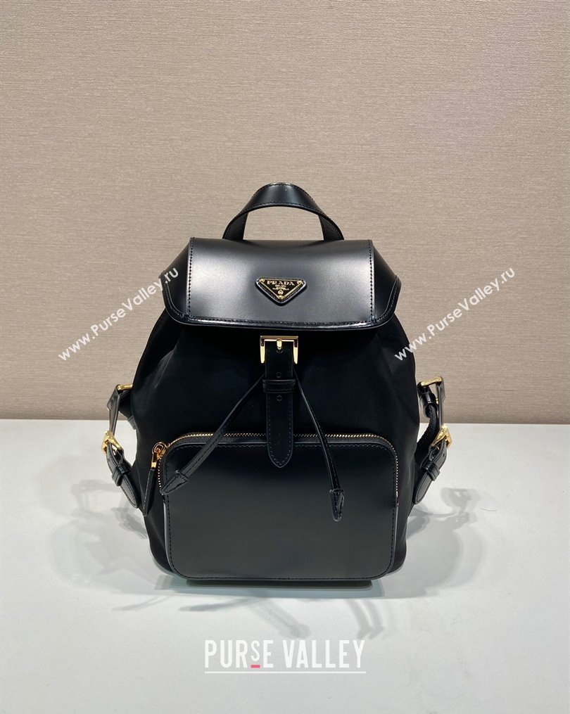 Prada Medium Re-Nylon and brushed leather backpack bag 1BZ074 Black 2023 (YZ-231023019)