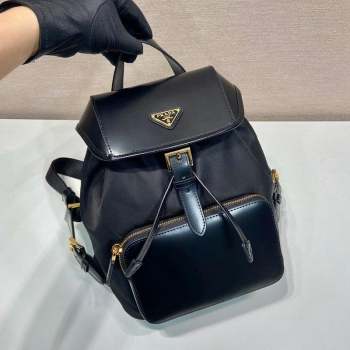 Prada Medium Re-Nylon and brushed leather backpack bag 1BZ074 Black 2023 (YZ-231023019)