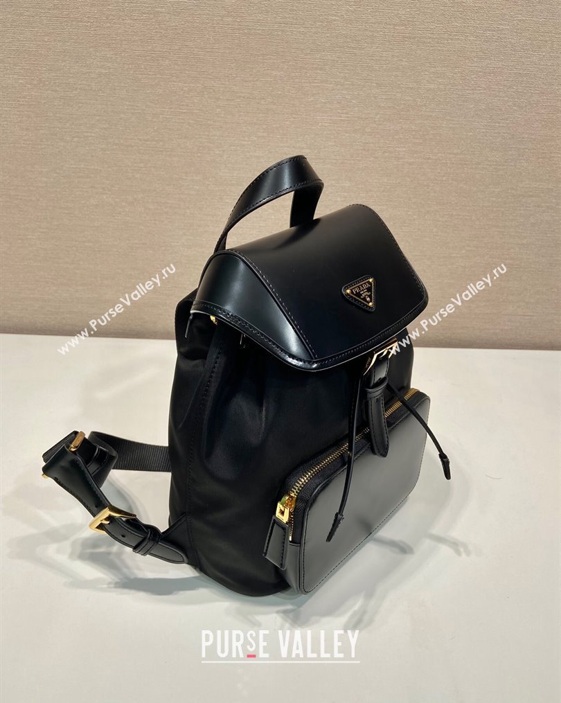 Prada Medium Re-Nylon and brushed leather backpack bag 1BZ074 Black 2023 (YZ-231023019)