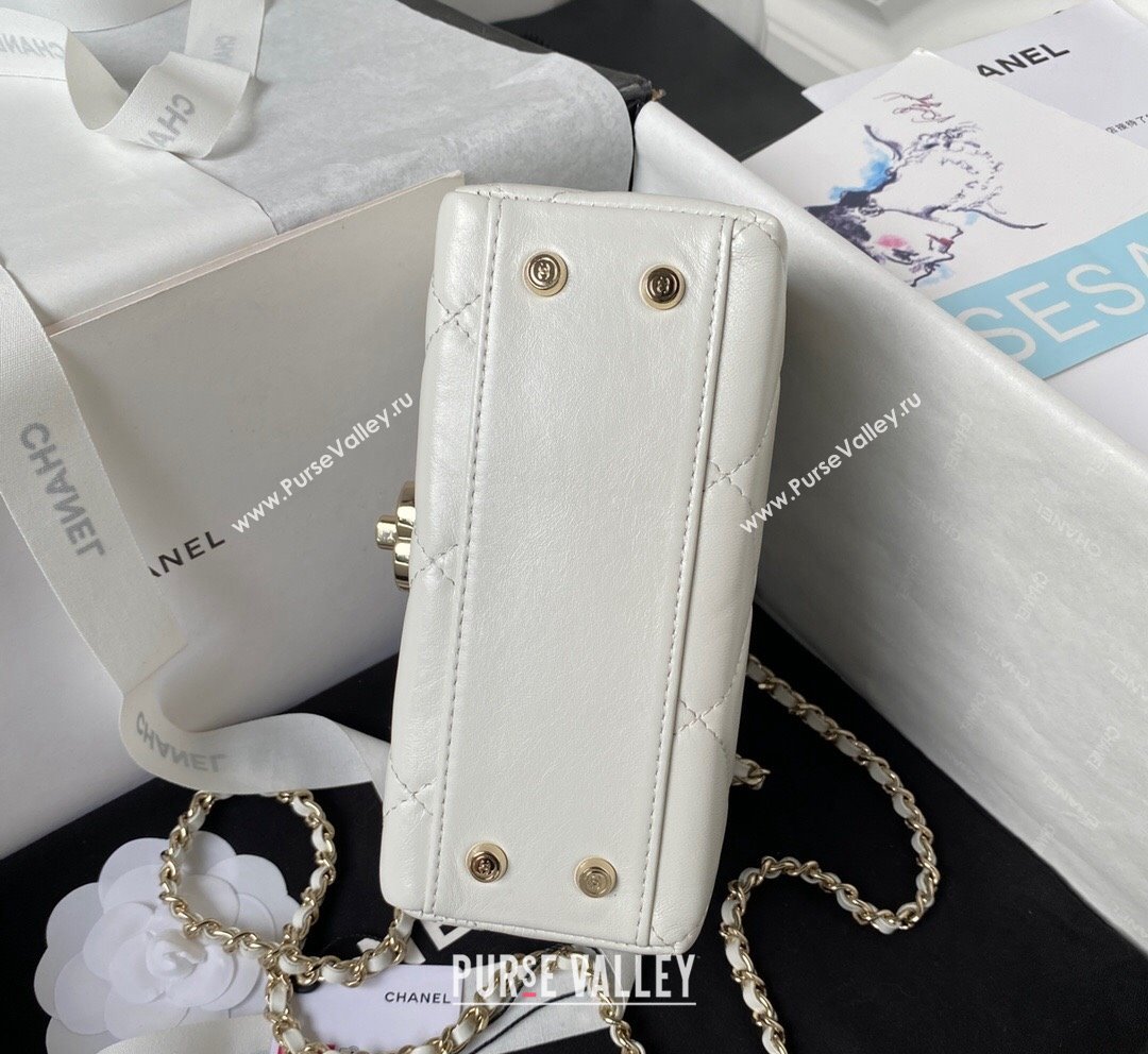 Chanel Quilted Shiny Calfskin Mini Box Bag AS4469 White 2023 (yezi-231020029)