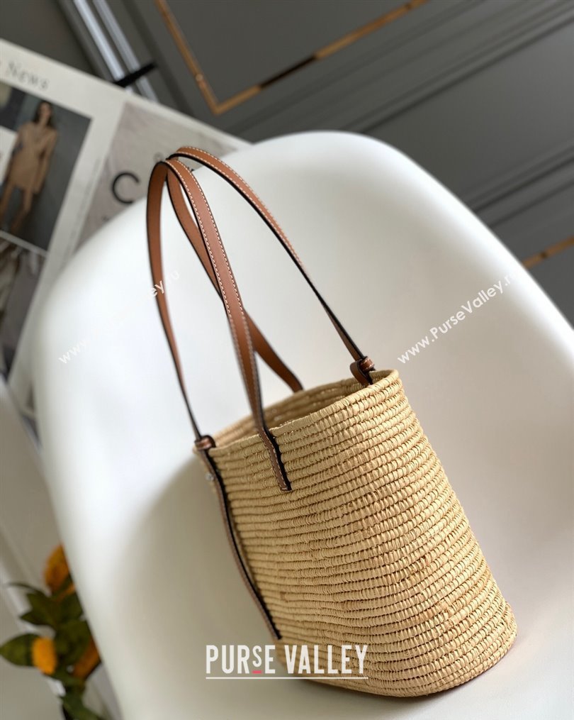 Loewe Small Square Basket Bag in Raffia Straw and Calfskin Brown 2023 10112 (Ys-231023064)