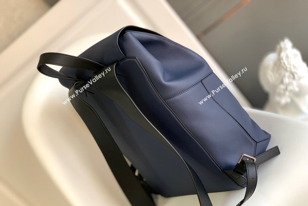 Loewe Puzzle Backpack Bag in Grained Calfskin Blue 2023 10288 (Ys-231023059)