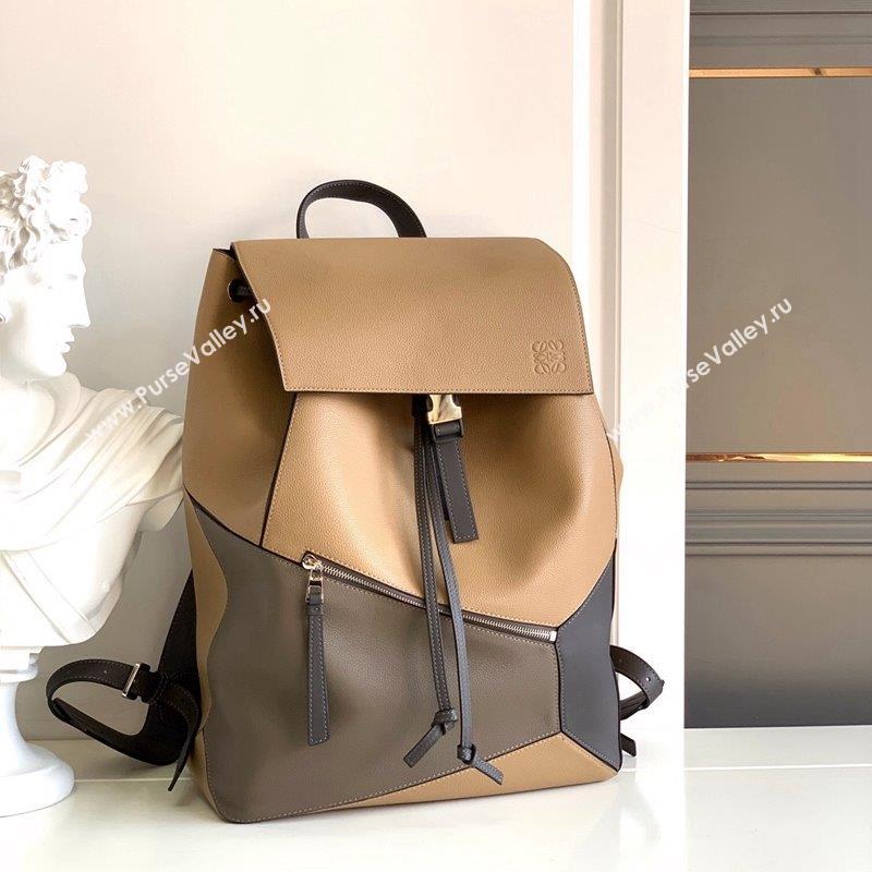 Loewe Puzzle Backpack Bag in Grained Calfskin Brown 2023 10288 (Ys-231023060)