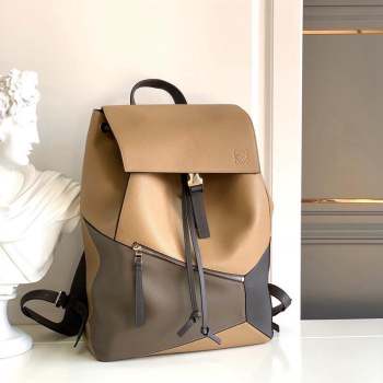 Loewe Puzzle Backpack Bag in Grained Calfskin Brown 2023 10288 (Ys-231023060)