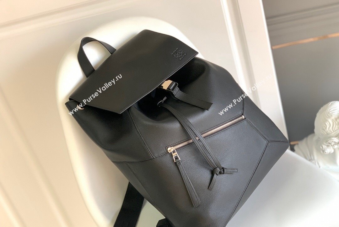 Loewe Puzzle Backpack Bag in Grained Calfskin Black 2023 10288 (Ys-231023061)